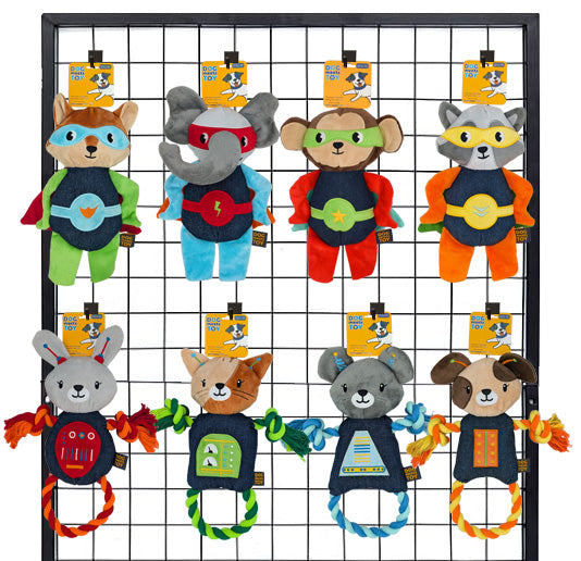 14" Robot Cat Plush Dog Toy with Rope