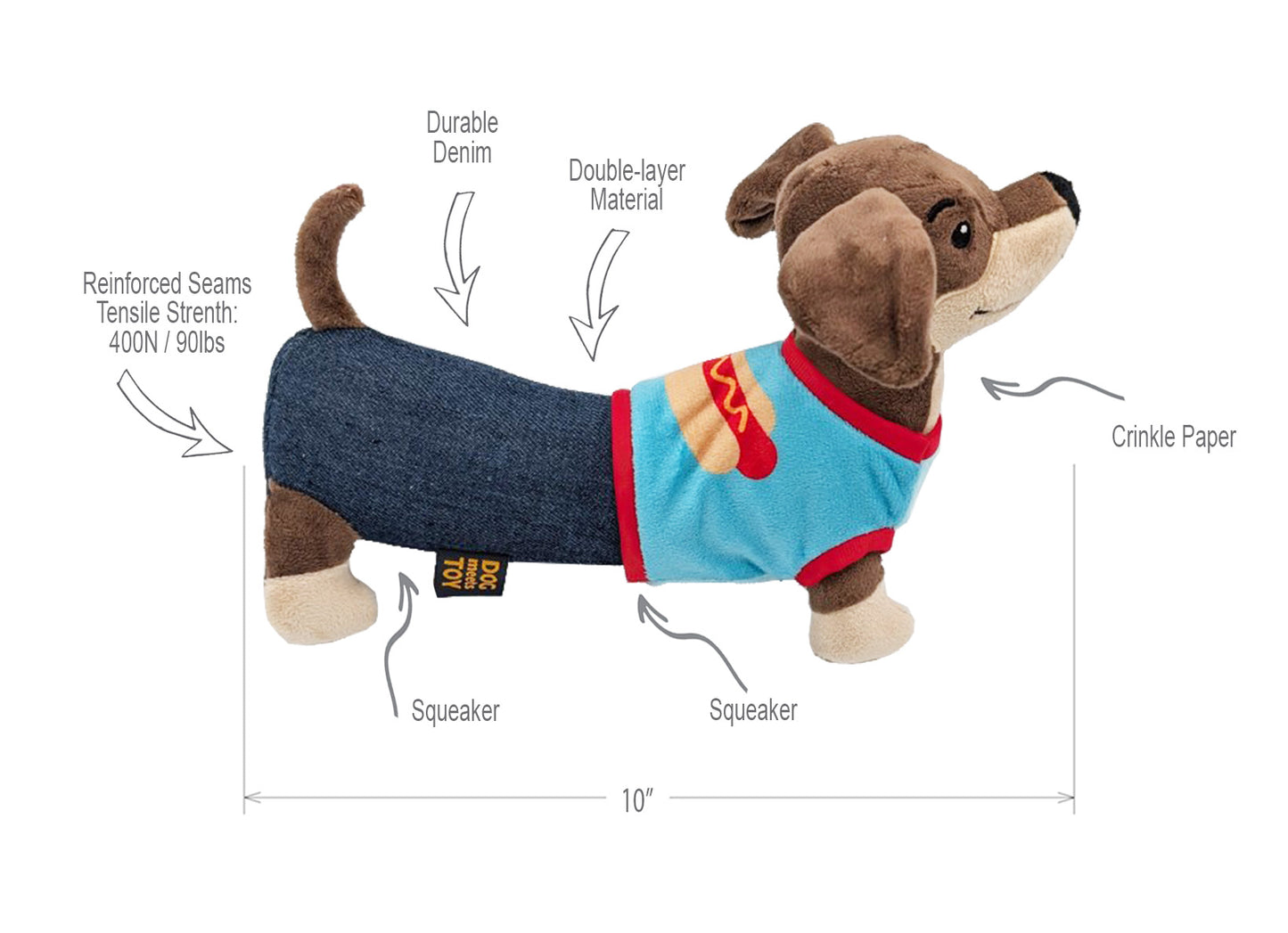 10" Wiener Dog Plush Dog Toy