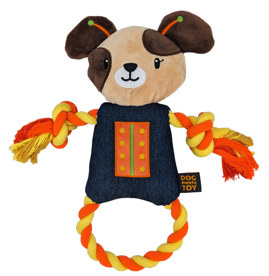 14" Robot Dog Plush Dog Toy with Rope