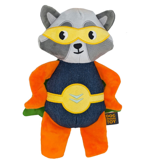 12" Super Raccoon Plush Dog Toy